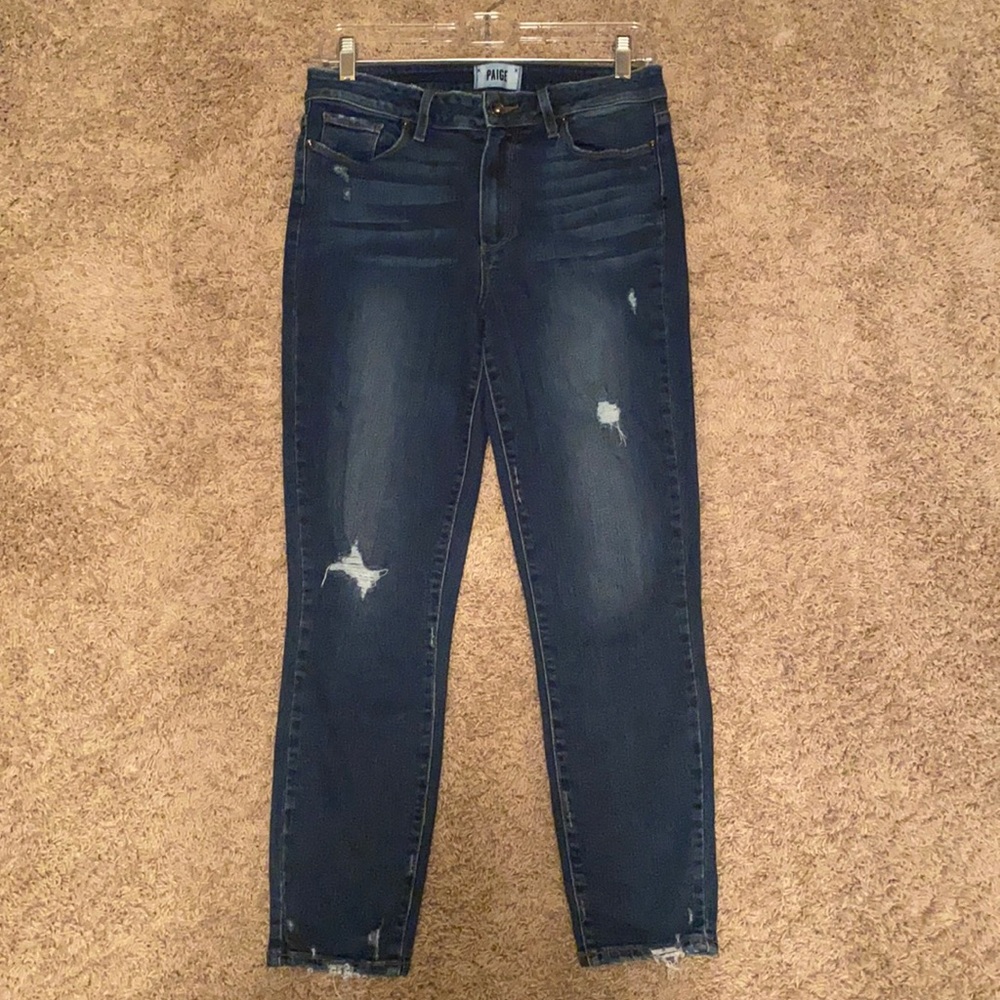 Paige high rise jeans size 29 great condition distressed cropped skinny